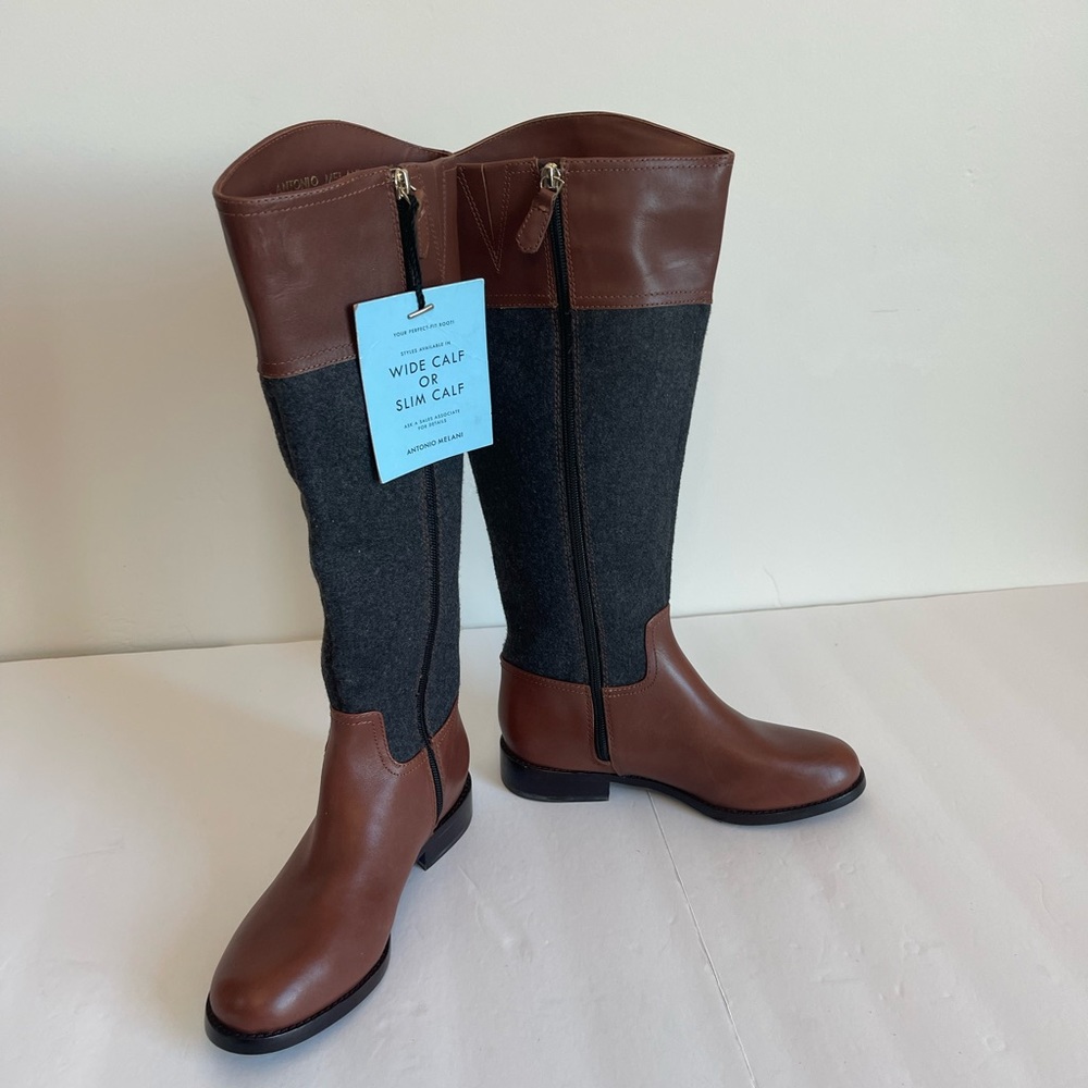 Antonio Melani Conellie Riding Boots Brown size 6 wool flannel and leather - Picture 4 of 14
